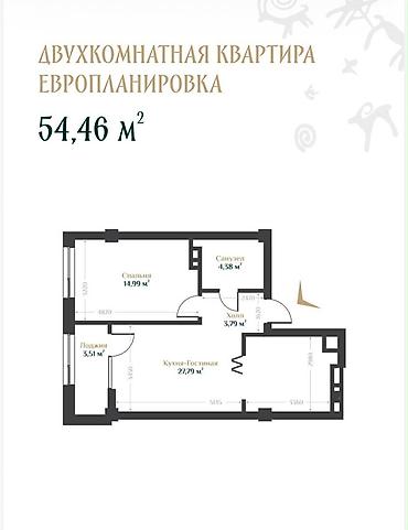 Продажа квартир: 1 комната, 54 м², Орто-Сай с. Элитка, 6 этаж, ПСО (под самоотделку) — 1