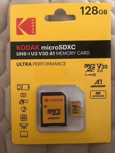 Kompüter, noutbuk və planşetlər: Kodak brendinin 128 GB tutumlu, UHS-I U3 V30 A1 standartlarına uyğun