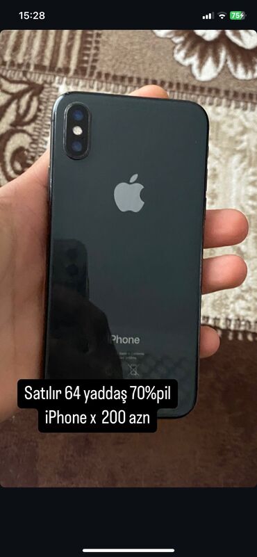 goycay telefon satisi: IPhone X, 64 GB, Qara, Simsiz şarj, Face ID