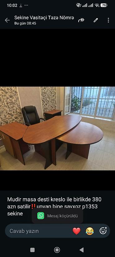 Mudir masa desti kreslo ile birlikde 380 azn satilir‼️unvan bine