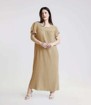 haljine 46: 3XL (EU 46), color - Beige, Short sleeves at lalafo.rs haljine 46: 3XL (EU 46), color - Beige, Short sleeves