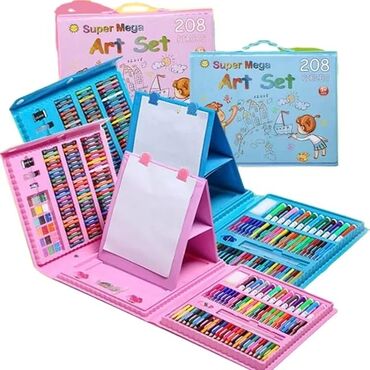 hediyye qutulari qiymeti: Super Mega Art Set – 208 parçalı rəsm dəsti - Rənglər: mavi və