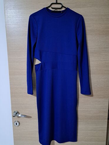 kratke haljine od satena: Guess S (EU 36), bоја - Tamnoplava, Dugih rukava