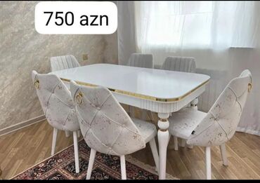 metbex stolu qiymeti: Qonaq otağı üçün, Yeni, Açılan, Dördbucaq masa, 6 stul