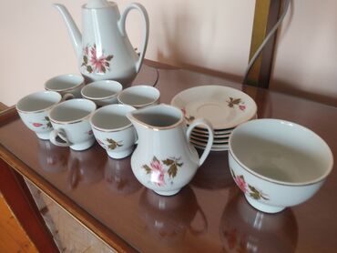xrustal konfet qabı: Çay dəsti, Bohemia, 6 nəfərlik