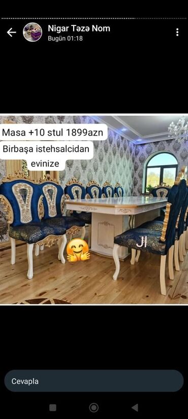 novruz stolu: Для гостиной, Новый, Прямоугольный стол, 10 стульев