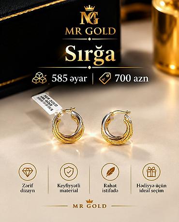 Zərgərlik əşyaları: Dəstə daxildir: Sırğa, Sarı qızıl, 585 Əyar — 1