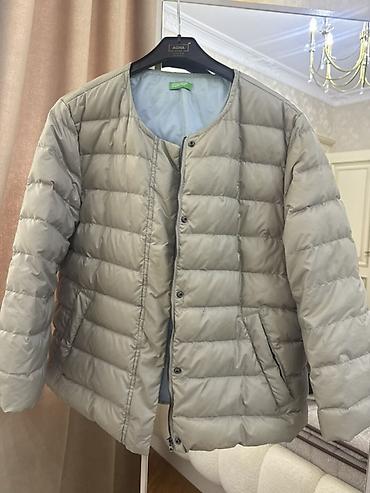 Yüngül puf şişmə jaket - Rəng: açıq boz (iç astar açıq mavi) - Model