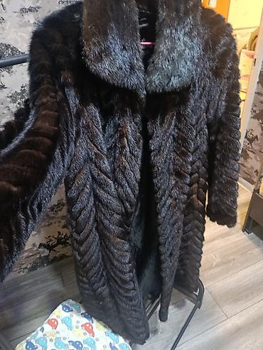 натуральный мех: Шуба, Норка, По колено, 2XL — 1