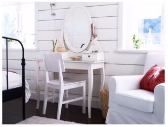 Туалетные столики: Туалетный столик, С зеркалом, цвет - Белый, МДФ — 12