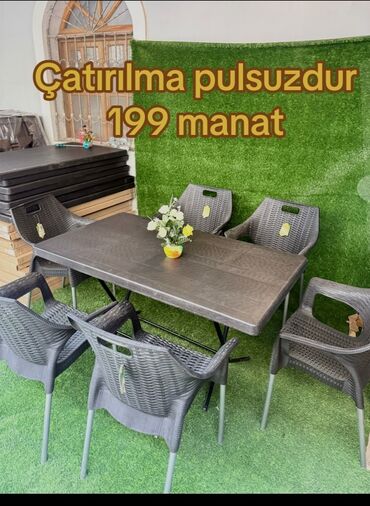 Mebel: Açılan, Dördbucaq masa, 6 stul