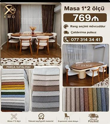 12 neferlik stol: Masa və stul dəsti – 1×2 ölçülü oval masa - Masa ölçüsü: 1×2 m - — 1