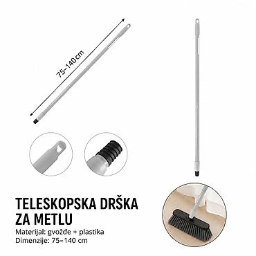 KMT siva teleskopska drška za metlu 3213941 Praktična teleskopska