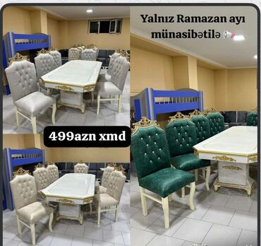 Yataq otağı dəstləri: Qonaq otağı üçün, Yeni, Açılmayan, Dördbucaq masa, 6 stul