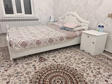 односпальная кровать с матрасом бишкек: Спальный гарнитур, Двуспальная кровать, МДФ, цвет - Белый