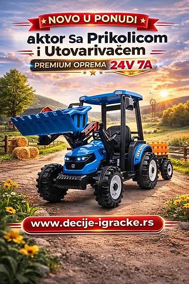Traktori: Dečiji električni traktor sa prikolicom i utovarivačem – Premium — 3