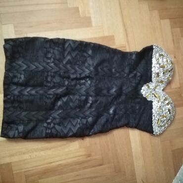 kozna haljina kombinacije: M (EU 38), bоја - Crna, Večernji, maturski, Top (bez rukava)