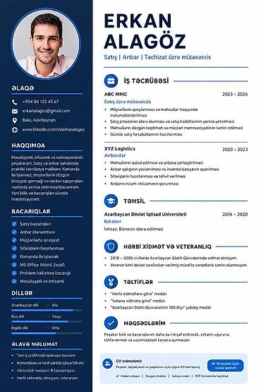 komputer vakansiya: Peşəkar CV dizayn xidməti – müasir, oxunaqlı və ATS‑uyğun resume — 1