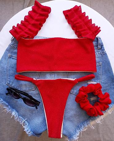 loreal mat karmin: Crveni ženski bikini set sa šljokičastim efektom. - Gornji deo — 5