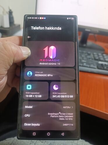 ZTE: ZTE Nubia Red Magic 8 Pro, 512 GB, rəng - Qara, İki sim kartlı — 6