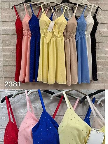 marca 100rsdn: Letnja haljina na bretele sa mašnom 2381 - Kroj: A‑linija, mini/midi — 4