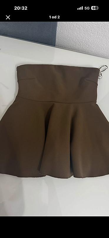 de facto farmerke: ZARA top bez naramenica – peplum kroj, braon - Brend: ZARA - Model — 4