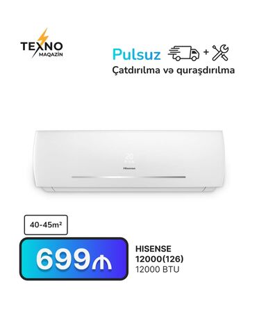 Kondisioner Hisense, 40-45 kv. m, Split sistem, Kredit yoxdur, Pulsuz quraşdırılma