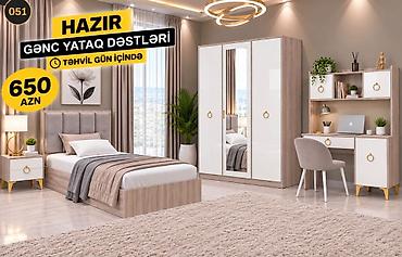 Hazır gənc yataq dəsti – müasir dizaynlı, işıqlı bej/ağ tonlar və