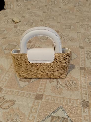 Çantalar: Saman fakturalı mini qadın çantası - Material: Toxunma saman/rafiya — 1
