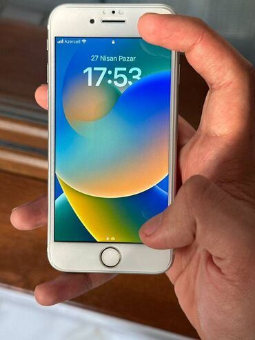 Apple iPhone: IPhone 8, 64 GB, White Titanium, Barmaq izi, Face ID, Simsiz şarj