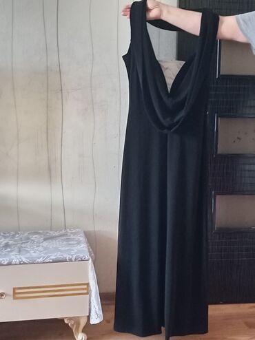 Ziyafət donları: Qara rəngli uzun ziyafət/libas - Model: düz kəsimli, maxi uzunluq - — 7