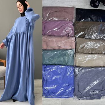 хиджаб платья: Повседневное платье, Made in KG, Лето, Длинная модель, Лен, Оверсайз, 2XL (EU 44), 3XL (EU 46), 4XL (EU 48)