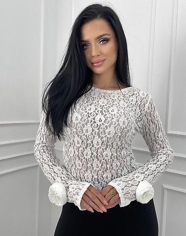 Bluze: 🔥Čipkana bluza sa dugim rukavima i efektom providnosti
✅2100 din — 12