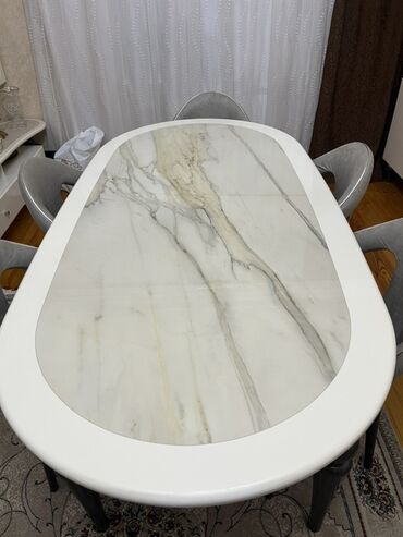 Masa və oturacaq dəstləri: Qonaq otağı üçün, Oval masa, 6 stul — 4