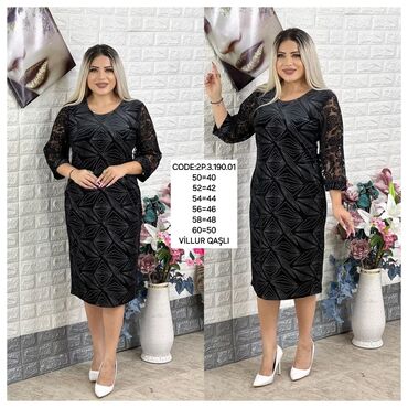 Kokteyl donlar: Qadin ziyafet geyimleri donlari Boyuk beden 50,52,54,56,58,60 razmer — 13