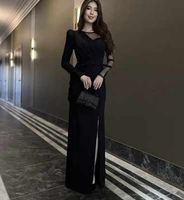 длинное черное платье: Вечернее платье, Длинная модель, С рукавами, S (EU 36), M (EU 38)