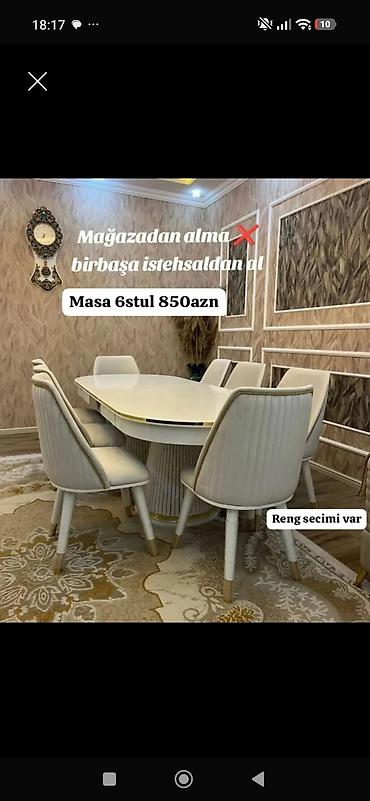 Oval masa, Mətbəx üçün, 6 nəfər