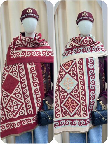 Шарфы, палантины: Кашемир с этно-орнаментам - Большой теплый палантин/шарф с — 8