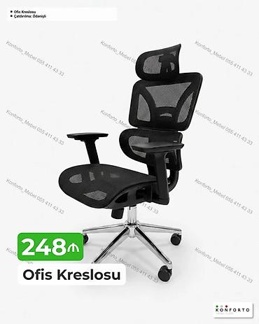 mebel materialı: Ofis kreslosu – ergonomik dizayn və nəfəsalan tor materialı ilə — 1