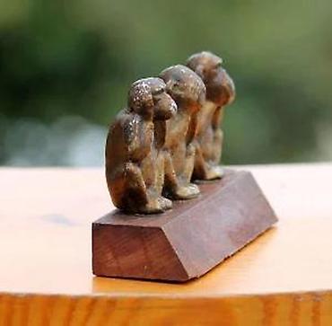 Figure: Vintage Skulptura Statua Tri Mudra Majmuna Bronza Deco. Vintage. Tri — 8