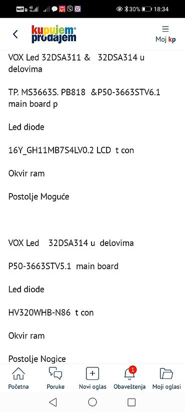 Aksesoari za TV i video: Na prodaju delovi za VOX LED televizore. **Delovi za model VOX Led — 16