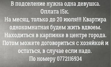 1 комнатная квартира на ночь: 1 комната, Собственник, С подселением, С мебелью полностью