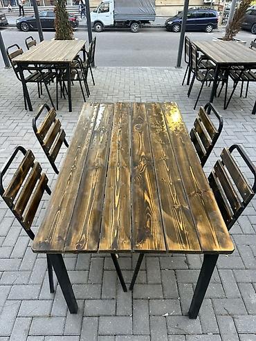ucuz maslar: Kafe/restoran və həyət məkanları üçün metal karkaslı ağac dəst Umumi — 3