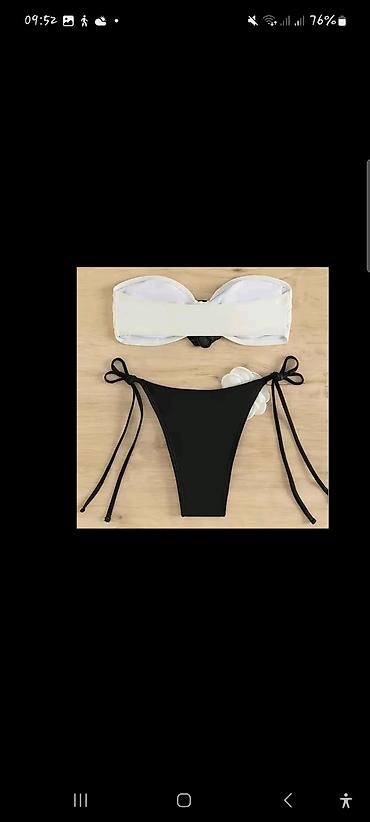 bustqalter: İki hissəli qadın bikini dəsti - Üst: Ağ rəngli, bant tipli strapless — 1