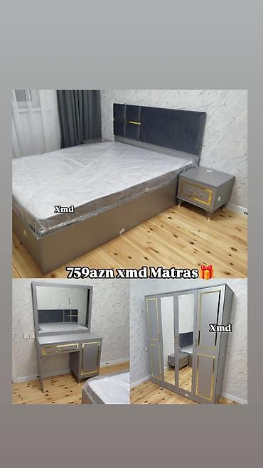 Yataq otağı dəsti – modern dizayn Tərkib: - Çarpayı (başlıq hissəsi