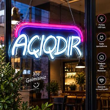 Reklam lövhəsi - Açıqdır Açıqdır led böyük 25sm*50sm Açıqdır LED