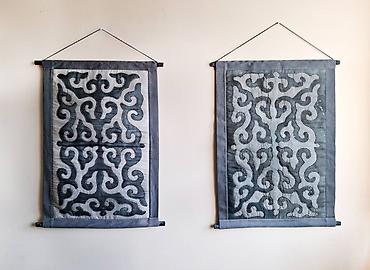 Панно: Объемные шелковые стеганные панно. старинный кыргызский орнамент — 13