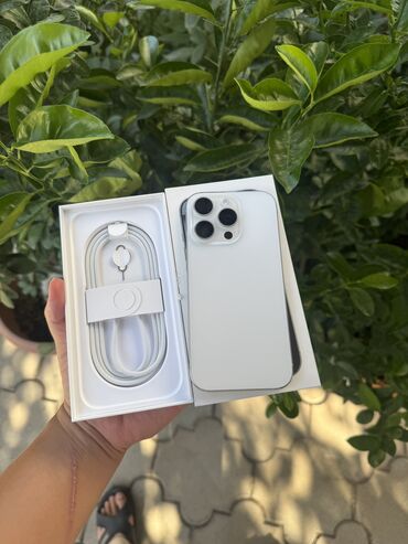 нерабочие телефоны: IPhone 16 Pro, Колдонулган, 128 ГБ, White Titanium, Заряддоочу түзүлүш, Кабель, Куту, Бөлүп төлөө менен, 100 %