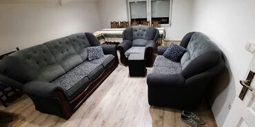 dvosed i trosed: Three-seat sofas, Textile, color - Grey, Used