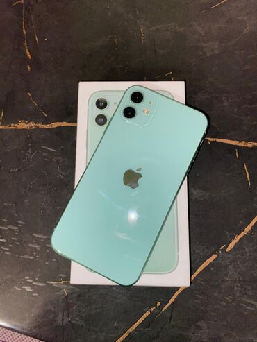 телефоны xiaomi redmi буу: IPhone 11, 128 ГБ, Жашыл, Каптама, Куту, Кабель, 72 %